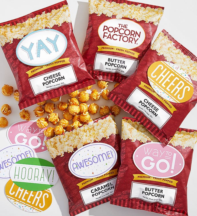 25 Popcorn Bags with Positive Messaging Stickers